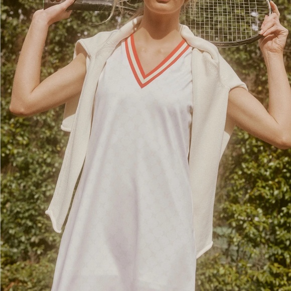 NWT Tuckernuck White and Retro Red Suzanne Tennis Dress. Size XL - Picture 3 of 7